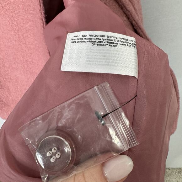 Primark x Rita Ora Womens Jacket S Pink Bounce Double Breasted Coat Long Line - Picture 13 of 15